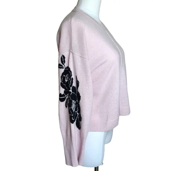 Autumn Cashmere Floral Sleeve Crew Boxy Crop Sweater XS - Picture 2 of 12